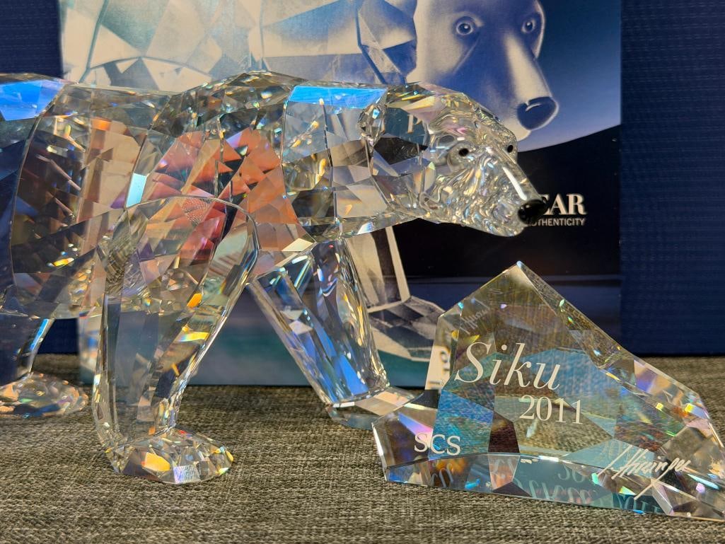 SWAROVSKI CRYSTAL SCS POLAR BEAR SIKU RELEASED IN 2011 DESIGNED BY ANTON HIRZINGER WITH PLAQUE - 3