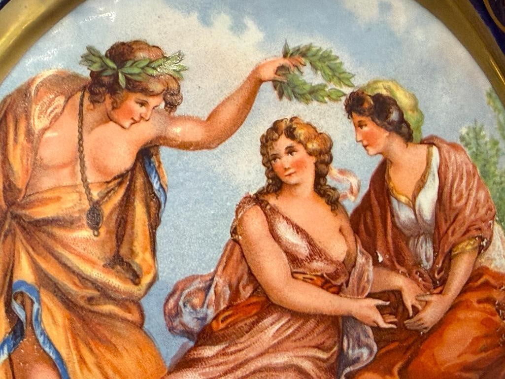 KERAMOS CAPODIMONTE ITALIAN PORCELAIN VASES IN COBALT WITH GILT ACCENTS AND ROAMNTIC SCENES - 6