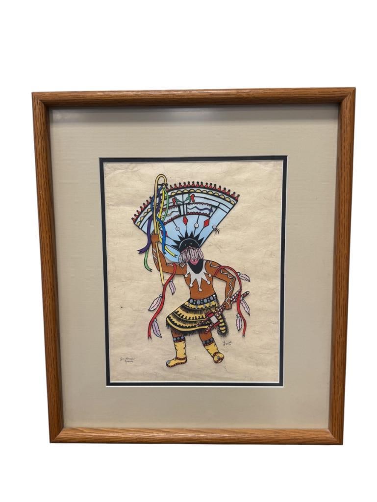 GAAN DANCER APACHE NATIVE AMERICAN CUTOUT ART SIGNED BY THE ARTIST DATED 1994 (1 of 9)