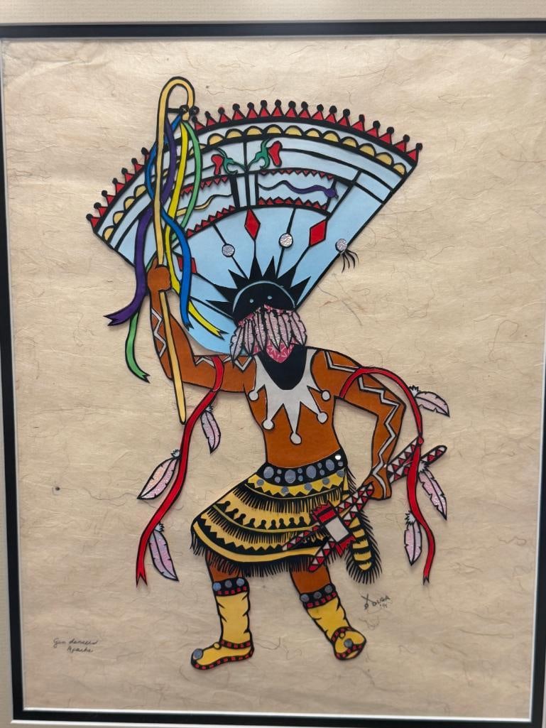 GAAN DANCER APACHE NATIVE AMERICAN CUTOUT ART SIGNED BY THE ARTIST DATED 1994 - 2
