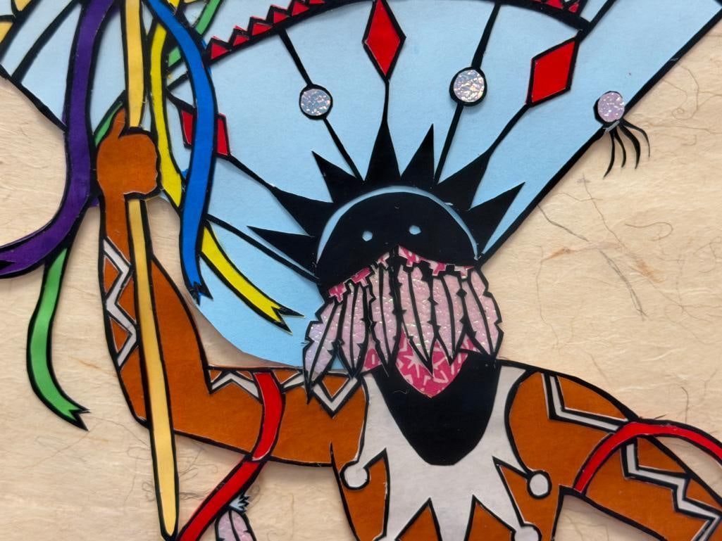 GAAN DANCER APACHE NATIVE AMERICAN CUTOUT ART SIGNED BY THE ARTIST DATED 1994 - 4