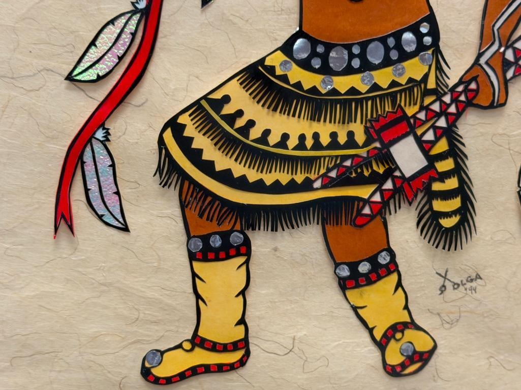 GAAN DANCER APACHE NATIVE AMERICAN CUTOUT ART SIGNED BY THE ARTIST DATED 1994 - 5