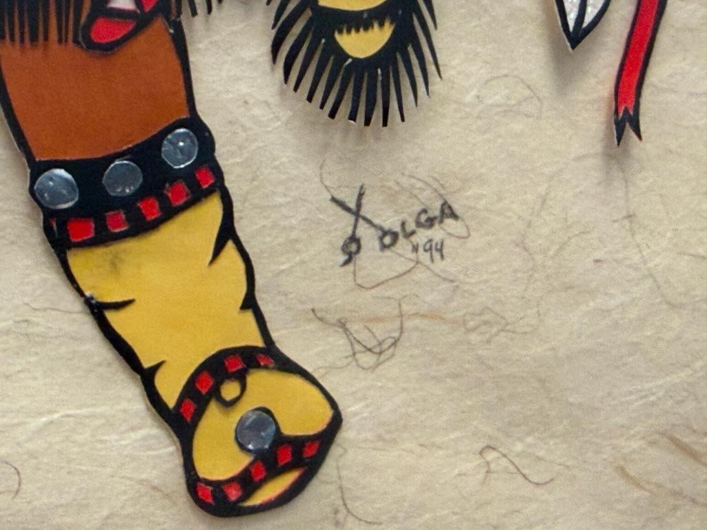 GAAN DANCER APACHE NATIVE AMERICAN CUTOUT ART SIGNED BY THE ARTIST DATED 1994 - 6