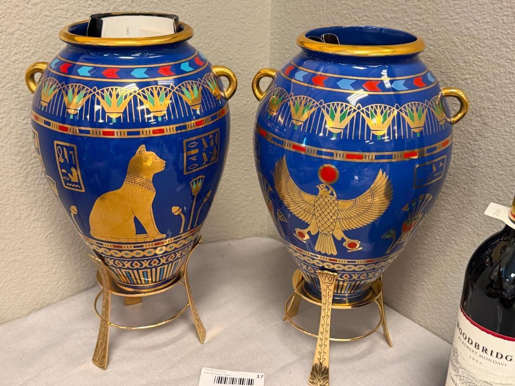 FRANKLIN MINT THE GOLDEN VASE OF BAST AND THE VASE OF THE GOLDEN FALCONS DESIGNED BY ROUSHDY GARAS - 2