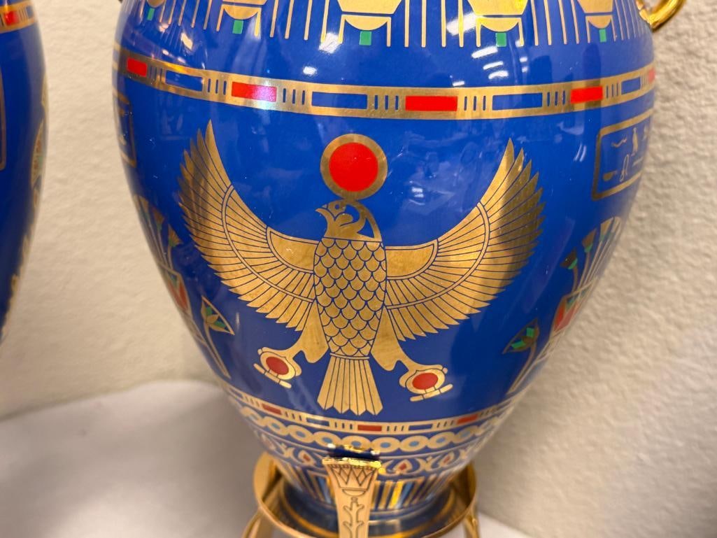FRANKLIN MINT THE GOLDEN VASE OF BAST AND THE VASE OF THE GOLDEN FALCONS DESIGNED BY ROUSHDY GARAS - 3
