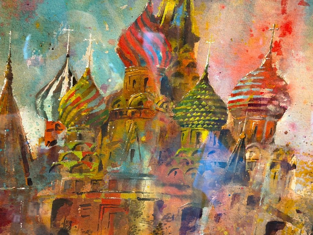 JACK LAYCOX CALIFORNIA BORN ARTIST ORIGINAL WATERCOLOR ON PAPER PAINTING ST. BASIL'S CATHEDRAL - 2