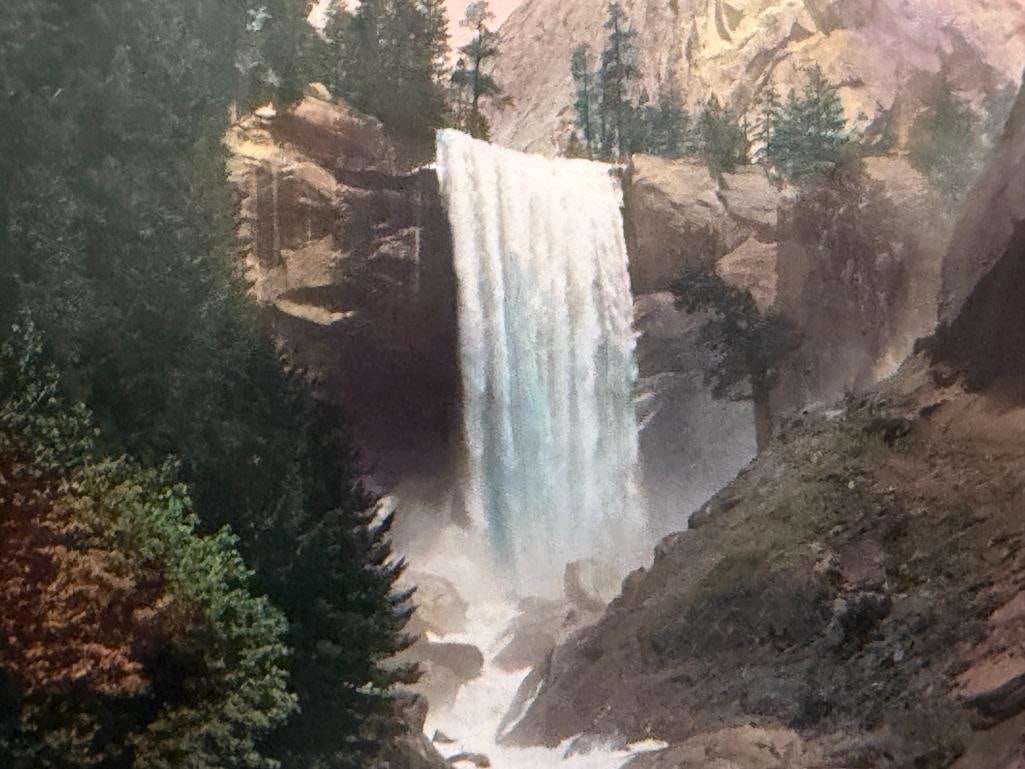 ANTIQUE HAND COLORED PHOTOGRAPH OF VERNAL FALLS IN YOSEMITE NATL. PARK - 3