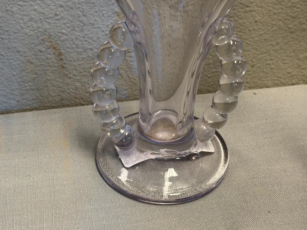 VINTAGE IMPERIAL GLASS CO. CANDLEWICK SUN-PURPLED FAN VASE CIRCA 1936 - 3