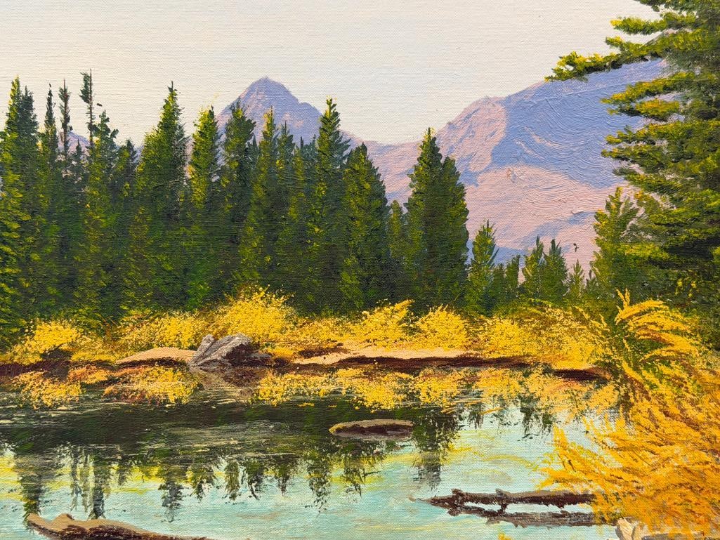 ORIGINAL OIL ON CANVAS BOARD PAINTING FOREST LANDSCAPE SIGNED WYNAT - 3