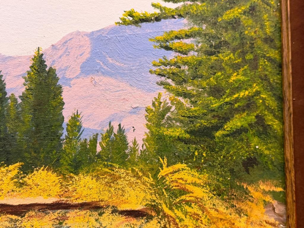 ORIGINAL OIL ON CANVAS BOARD PAINTING FOREST LANDSCAPE SIGNED WYNAT - 5