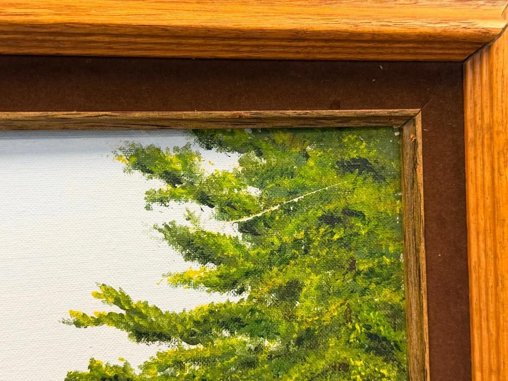 ORIGINAL OIL ON CANVAS BOARD PAINTING FOREST LANDSCAPE SIGNED WYNAT - 7