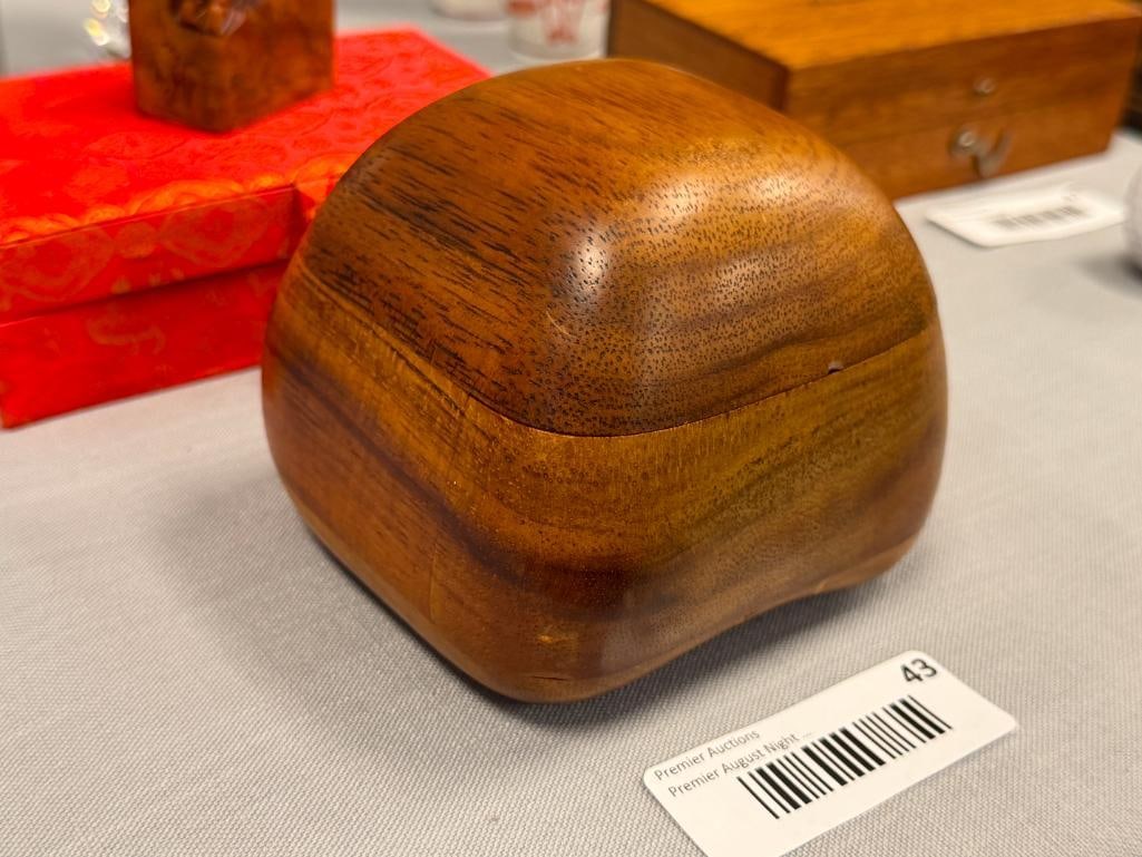 VINTAGE DEAN SANTNER CALIFORNIA WOODWORKER HAND CRAFTED STORAGE BOX BIOMORPHIC ROCK-BOX - 2