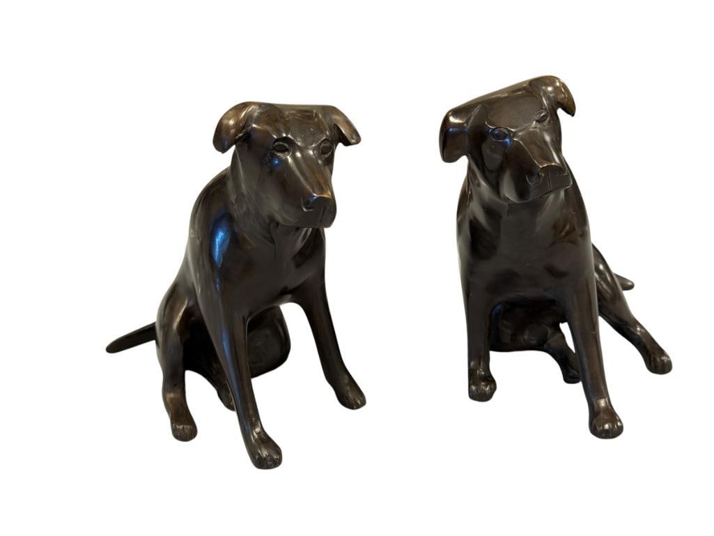 RESTORATION HARDWARE BRONZE TONED METAL LABRADOR FIGURINES HEAVY (1 of 6)
