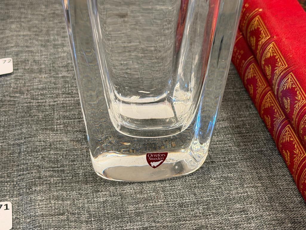 ORREFORS SWEDISH CRYSTAL MODERN RECTANGULAR VASE - 3