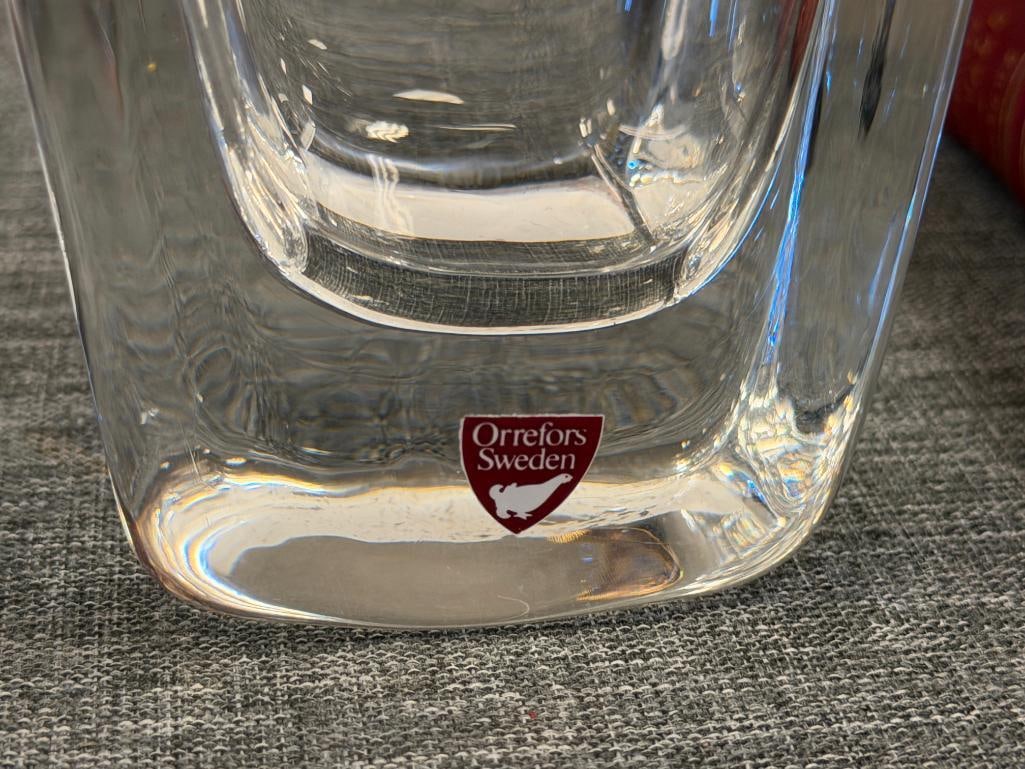 ORREFORS SWEDISH CRYSTAL MODERN RECTANGULAR VASE - 4