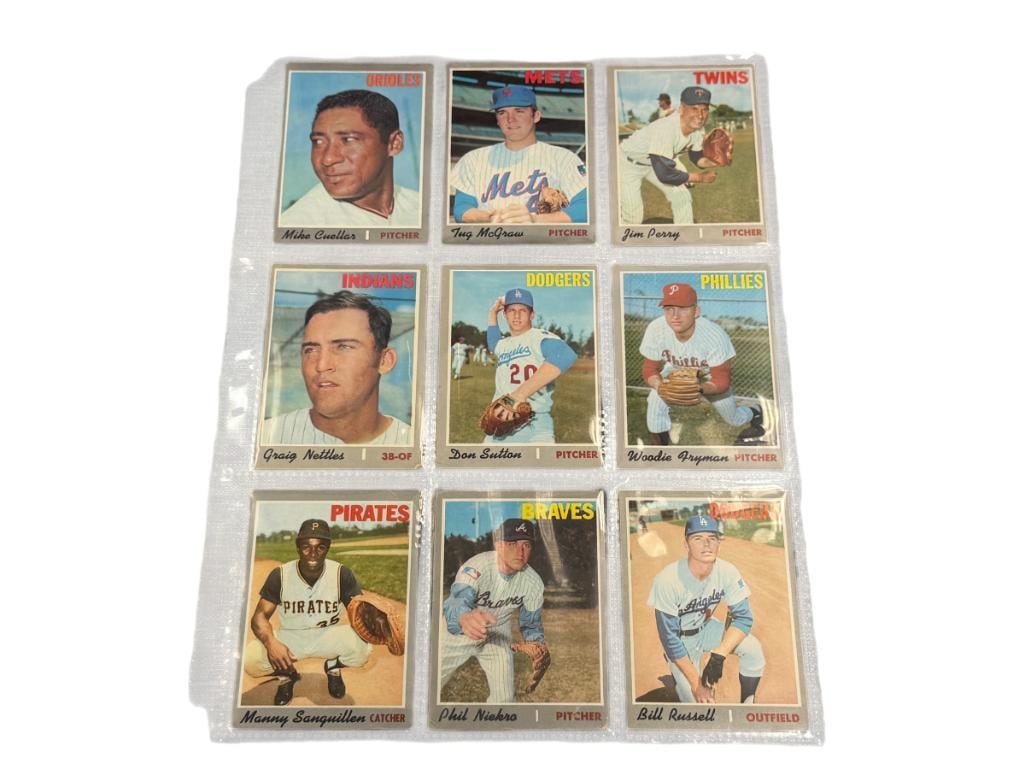 1970'S TOPPS HALL OF FAMERS BASEBALL CARDS JIM PERRY, DON SUTTON, CRAIG NETTLES, BILL RUSSELL (1 of 10)