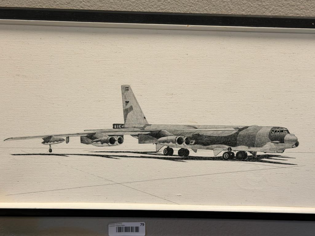 PHIL GUTIERREZ ORIGINAL PAINTING ON CANVAS AIRCRAFT BOEING B-52 STRATOFORTRESS BOMBER - 2