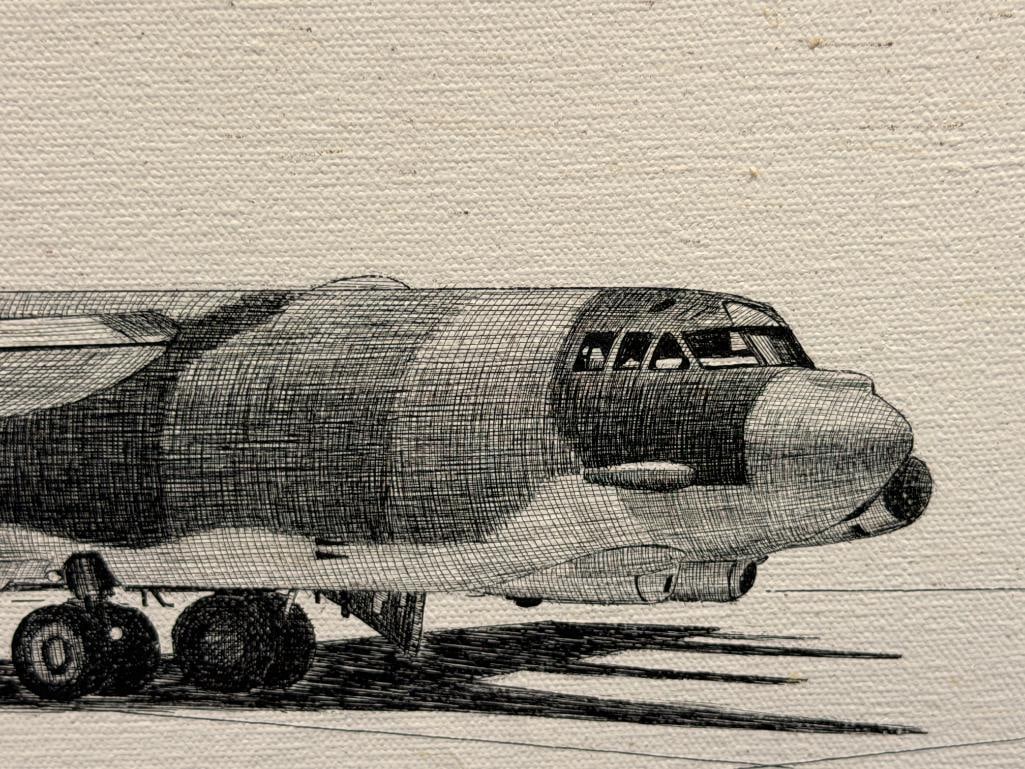 PHIL GUTIERREZ ORIGINAL PAINTING ON CANVAS AIRCRAFT BOEING B-52 STRATOFORTRESS BOMBER - 4