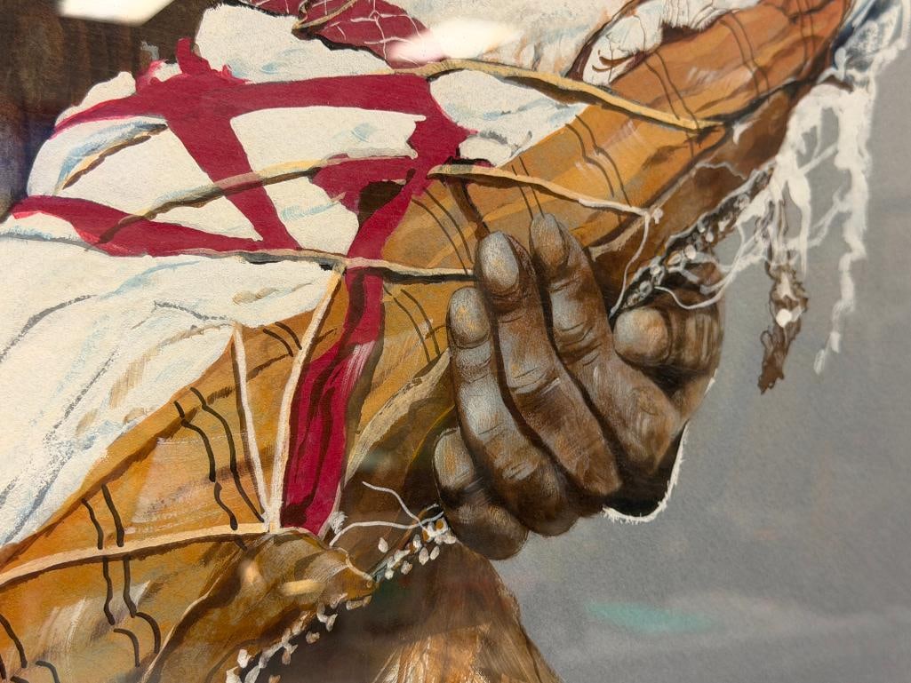 KEITH SLUDER CALIFORNIA ARTIST MIXED-MEDIA PAINTING TITLED FLOWERS OF THE EARTH - 6