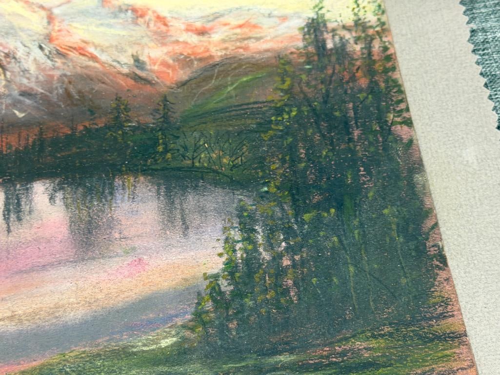 DEBBIE MACH LOCAL NEVADA ARTIST ORIGINAL OIL PASTEL ON PAPER PAINTING OF A LANDSCAPE - 5