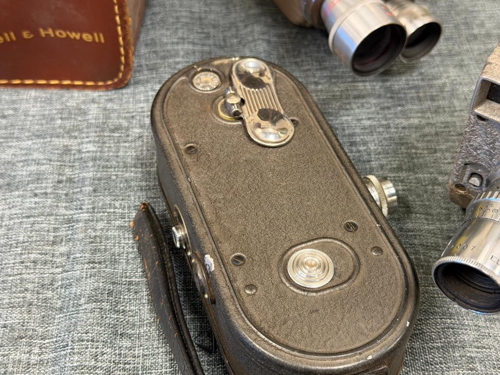 VINTAGE 8MM FILM / MOVIE CAMERAS BELL & HOWELL SUN DIAL 333 AND 134 CAMERA, KEYSTONE K-8 AND K26 - 12