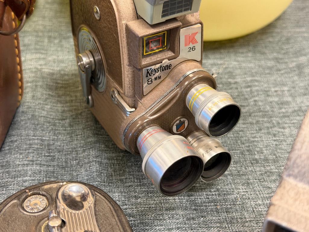 VINTAGE 8MM FILM / MOVIE CAMERAS BELL & HOWELL SUN DIAL 333 AND 134 CAMERA, KEYSTONE K-8 AND K26 - 13