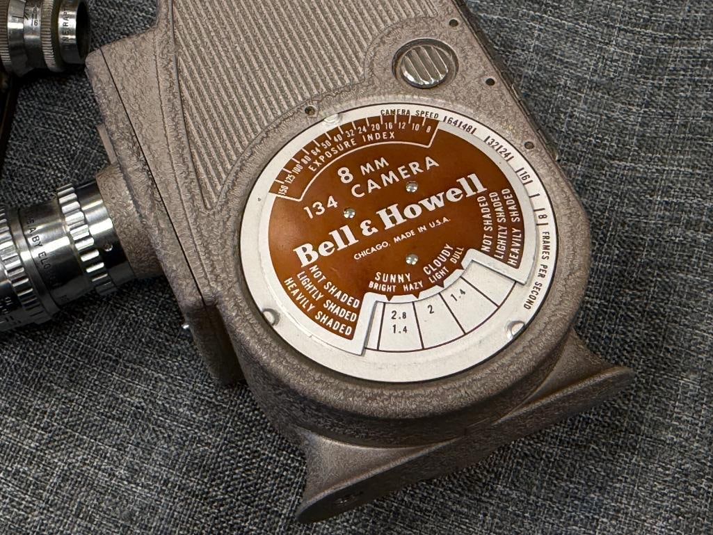VINTAGE 8MM FILM / MOVIE CAMERAS BELL & HOWELL SUN DIAL 333 AND 134 CAMERA, KEYSTONE K-8 AND K26 - 14