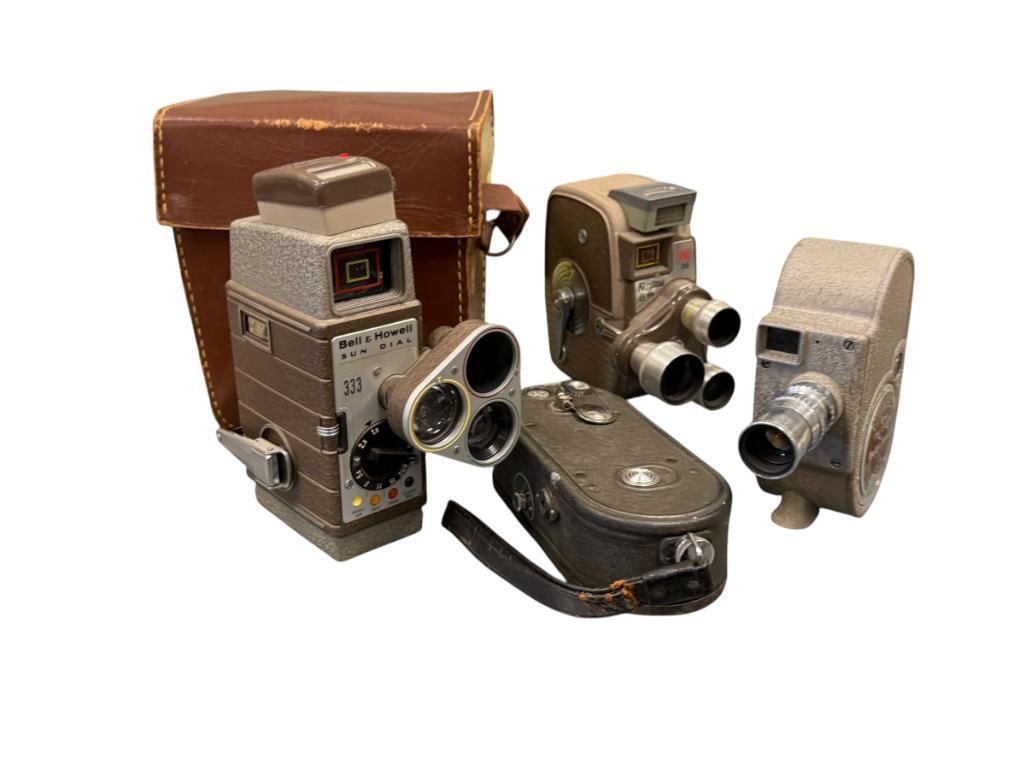 VINTAGE 8MM FILM / MOVIE CAMERAS BELL & HOWELL SUN DIAL 333 AND 134 CAMERA, KEYSTONE K-8 AND K26 (1 of 14)