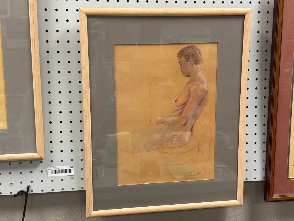 VIRGINIA KYLBERG CALIFORNIA ARTIST NUDE CHARCOAL SKETCHES OF AFRICAN AMERICAN WOMAN - 2