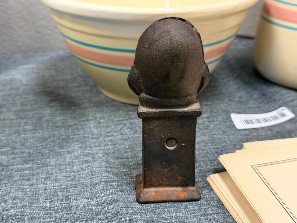 VINTAGE HUMPTY DUMPTY CAST IRON FIGURAL STILL BANK - 4