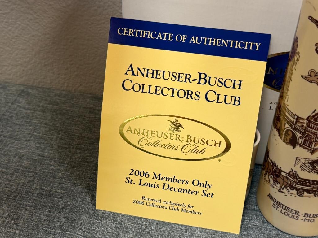 ANHEUSER-BUSCH / BUDWEISER 2006 MEMEBERS ONLY COLLECTOR'S CLUB DECANTER SET - 7