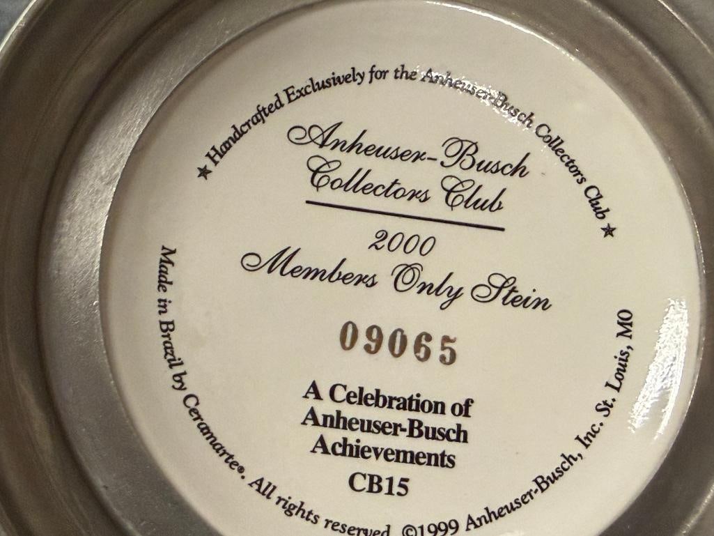 2000 AND 2001 ANHEAUSER-BUSCH / BUDWEISER COLLECTORS CLUB MEMEBERS ONLY BEER STEINS - 10