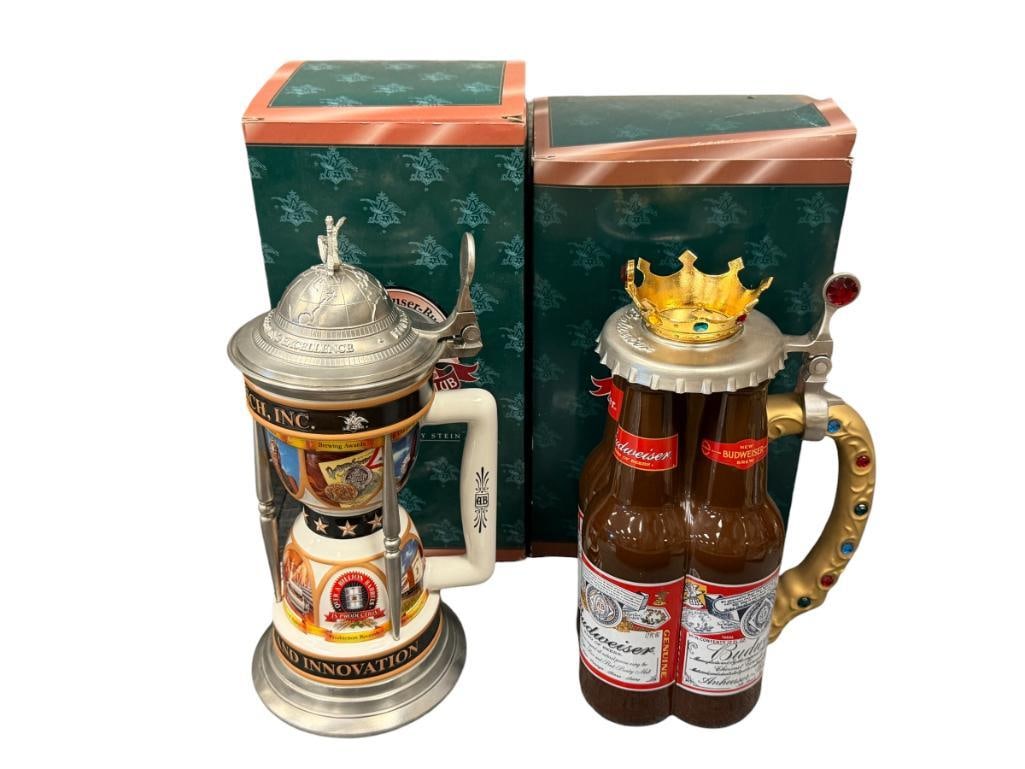 2000 AND 2001 ANHEAUSER-BUSCH / BUDWEISER COLLECTORS CLUB MEMEBERS ONLY BEER STEINS (1 of 10)