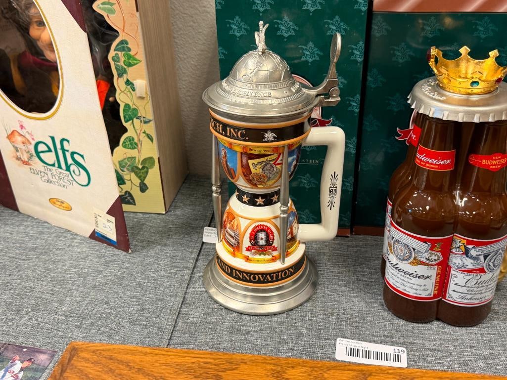 2000 AND 2001 ANHEAUSER-BUSCH / BUDWEISER COLLECTORS CLUB MEMEBERS ONLY BEER STEINS - 2