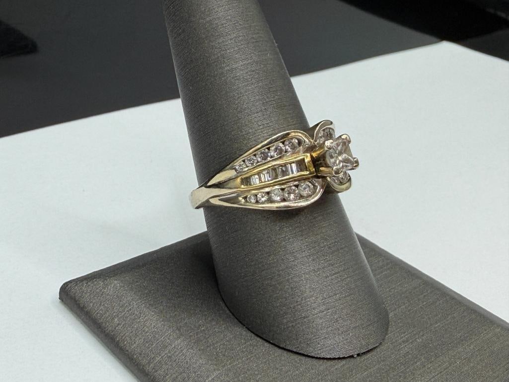 14K YELLOW GOLD DESIGNER HALLMARKED DIAMOND ENGAGEMENT RING - 2