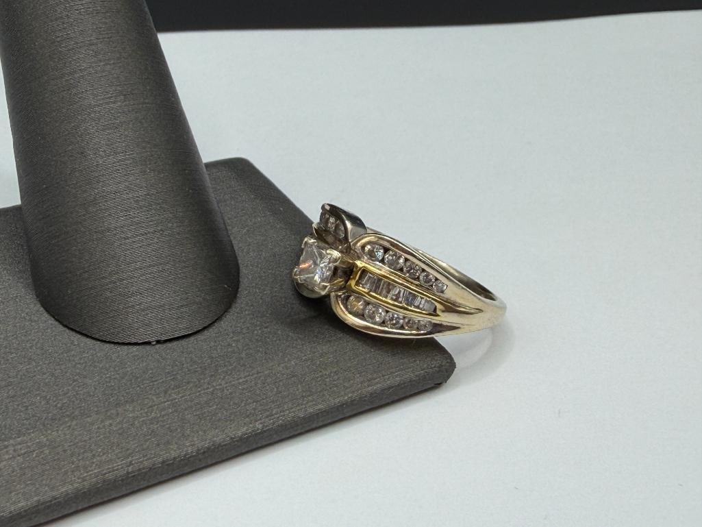 14K YELLOW GOLD DESIGNER HALLMARKED DIAMOND ENGAGEMENT RING - 3