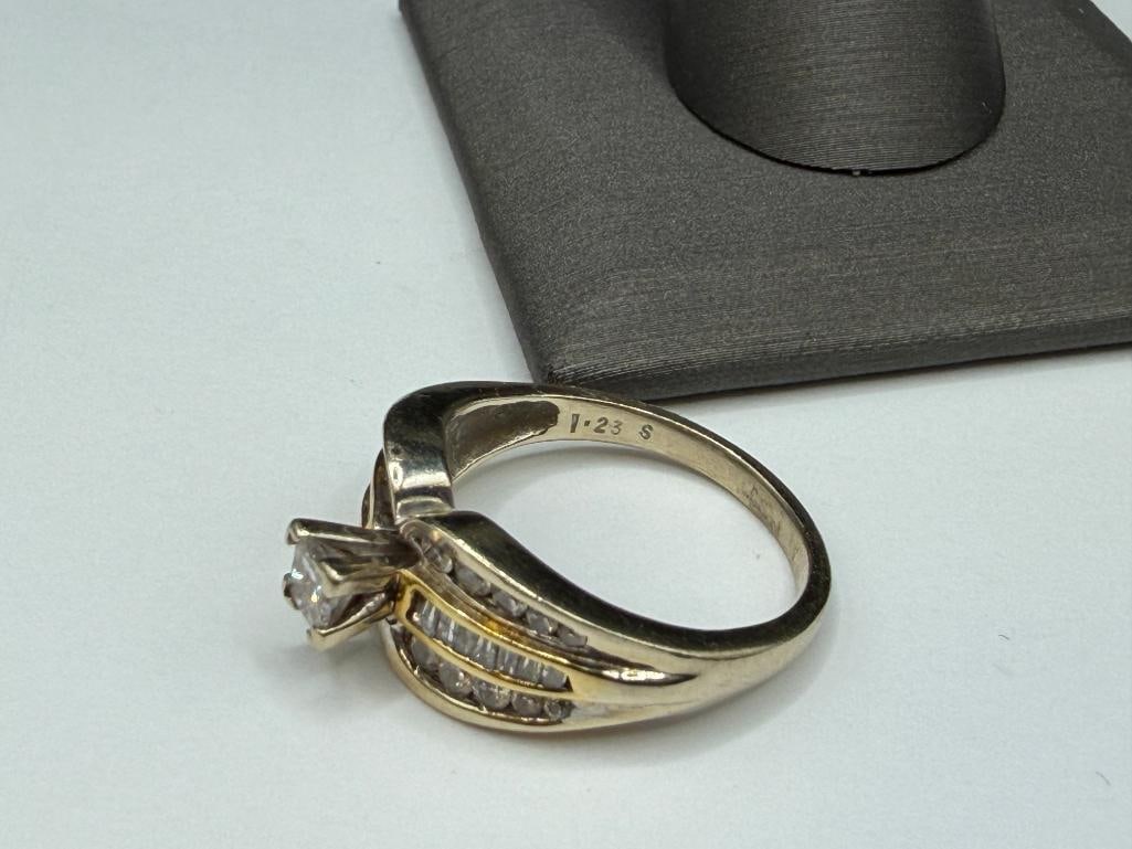 14K YELLOW GOLD DESIGNER HALLMARKED DIAMOND ENGAGEMENT RING - 5
