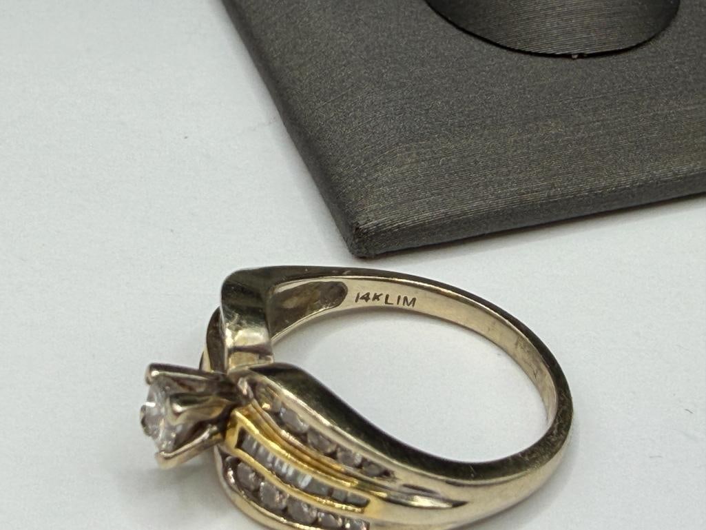 14K YELLOW GOLD DESIGNER HALLMARKED DIAMOND ENGAGEMENT RING - 6
