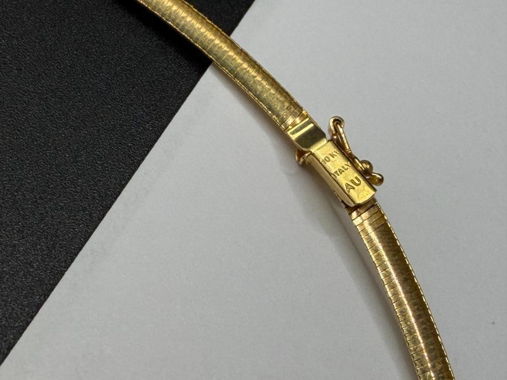 10K YELLOW GOLD ITALIAN OMEGA STYLE CHOKER NECKLACE WITH 14K YELLOW GOLD DIAMOND SLIDE PENDANT - 6