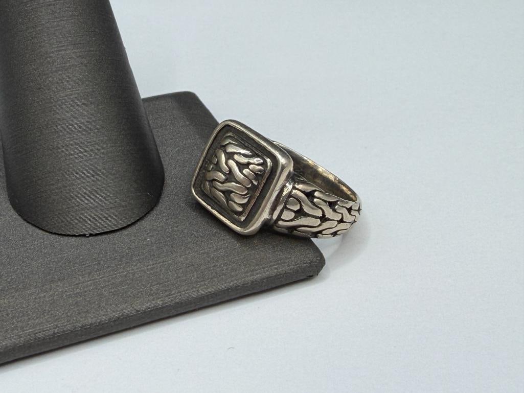 STERLING SILVER CELTIC GAELIC RING FEATURING UNIQUE DESIGN - 3