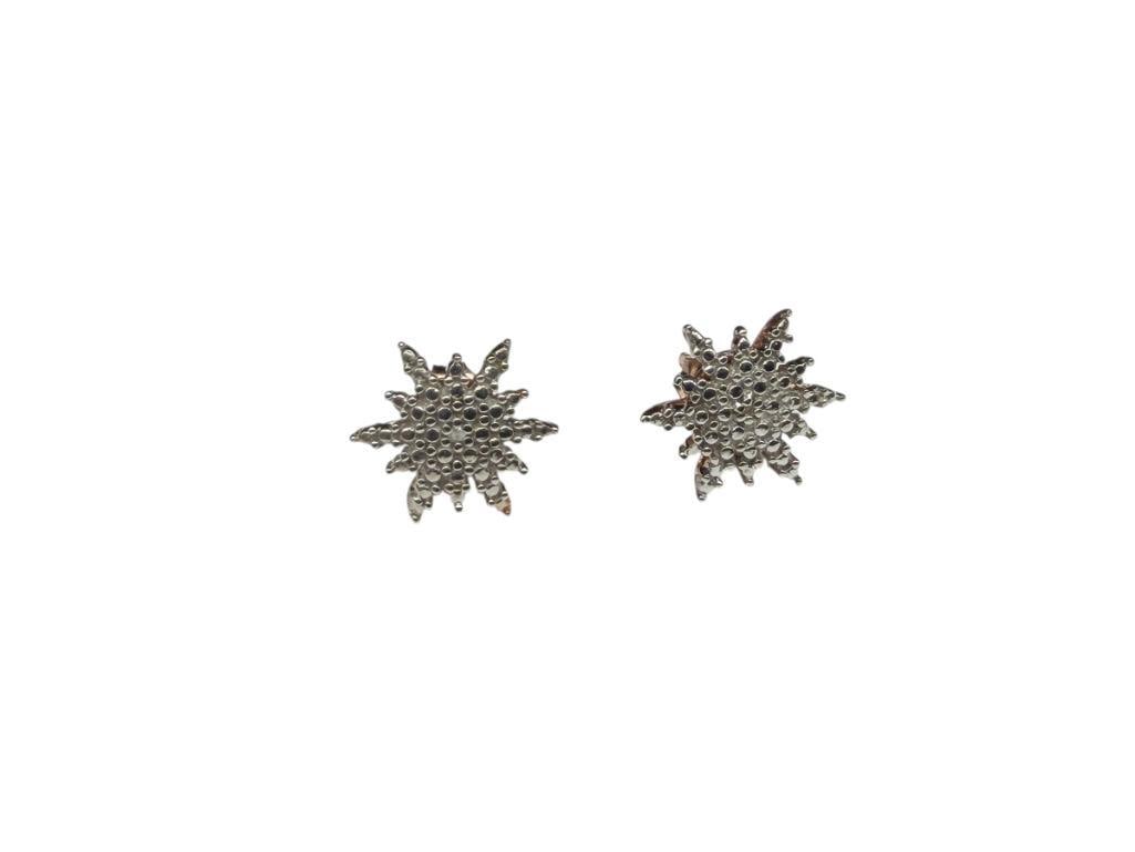STERLING SILVER ROSE GOLD PLATED DIAMOND CUT STAR / SNOWFLAKE EARRINGS (1 of 4)