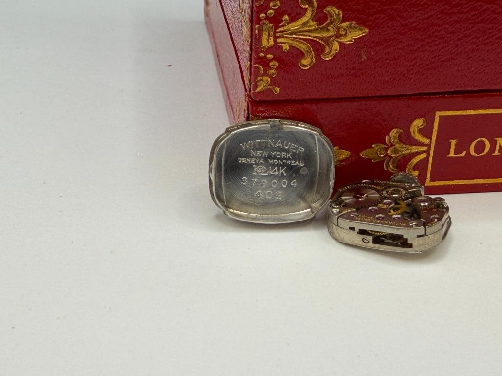 ANTIQUE LADIES 14K WHITE GOLD CASE WITTNAUER LONGINES 17 JEWELS WRISTWATCH - 11