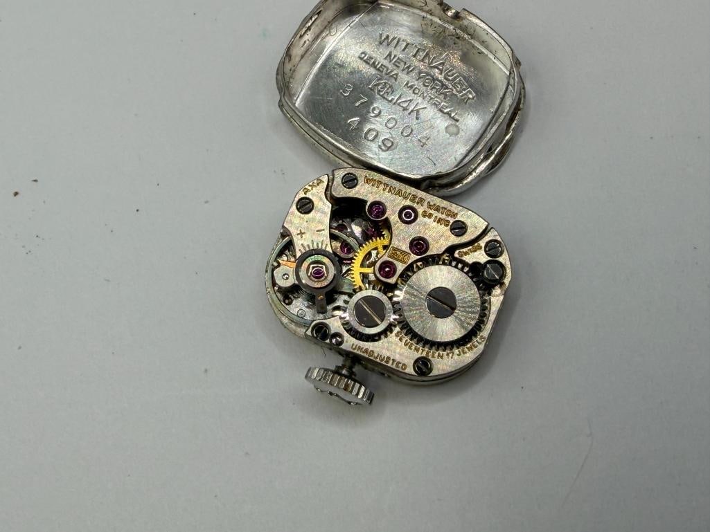 ANTIQUE LADIES 14K WHITE GOLD CASE WITTNAUER LONGINES 17 JEWELS WRISTWATCH - 12