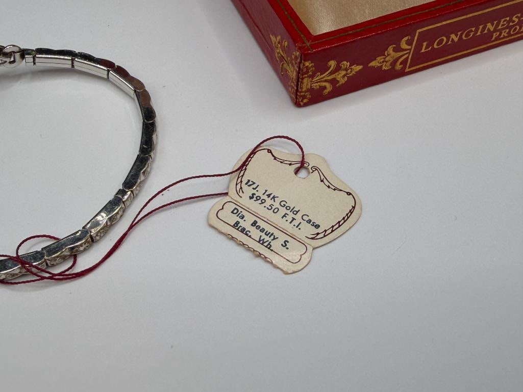 ANTIQUE LADIES 14K WHITE GOLD CASE WITTNAUER LONGINES 17 JEWELS WRISTWATCH - 8