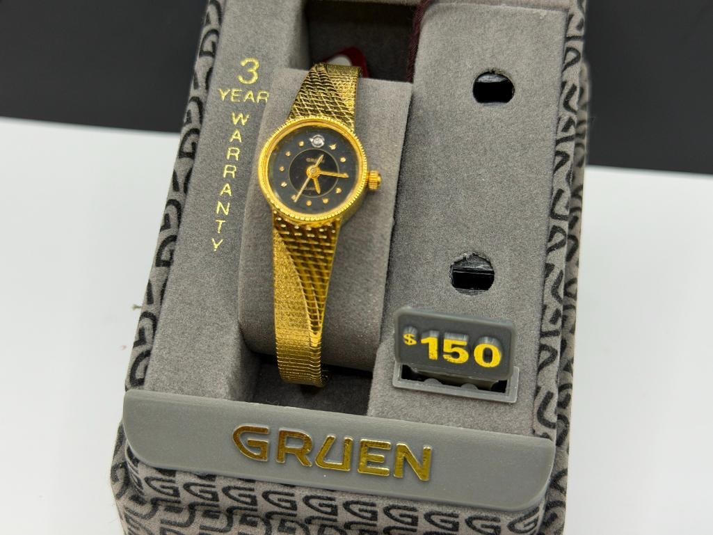 VINTAGE GRUEN LADIES QUARTZ GOLD TONE WRISTWATCH - 2