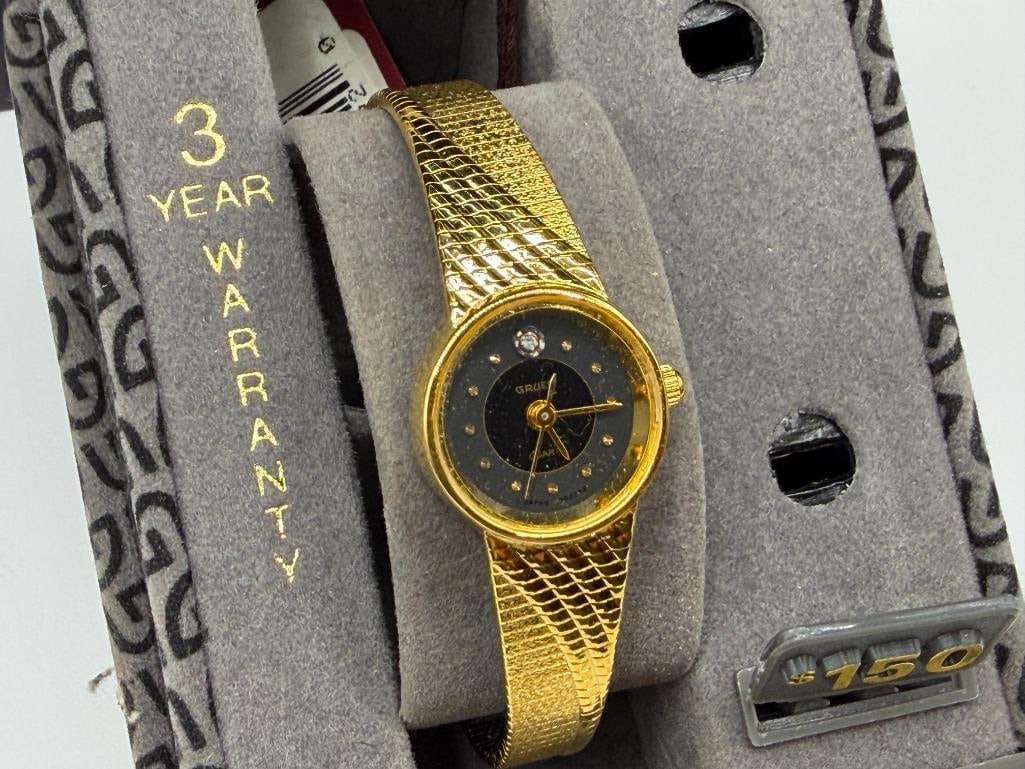 VINTAGE GRUEN LADIES QUARTZ GOLD TONE WRISTWATCH - 3