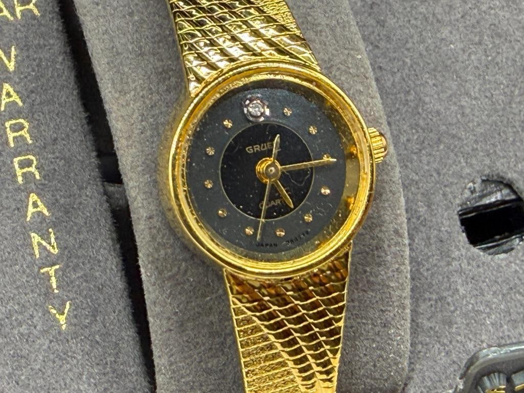 VINTAGE GRUEN LADIES QUARTZ GOLD TONE WRISTWATCH - 4