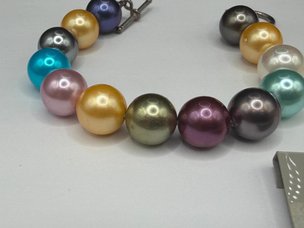 PEARL JEWELRY INCLUDING DYED MULTI-COLOR FAUX PEARL BRACELETS, FRESHWATER PEARL BRACELET, ETC. - 3
