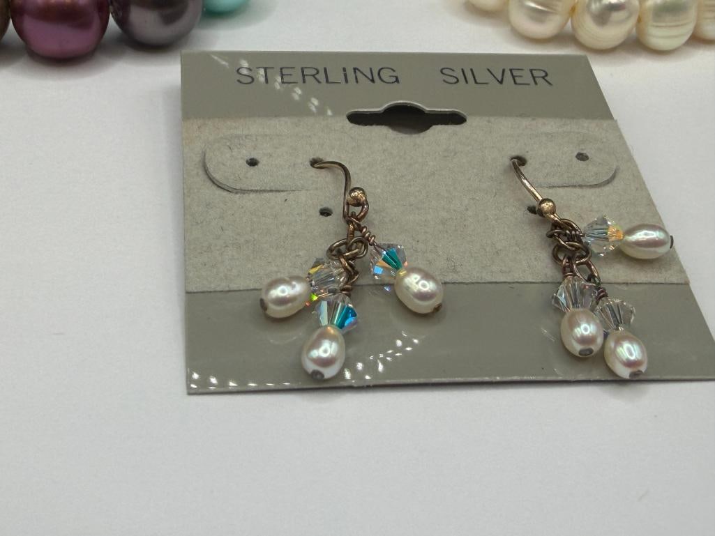 PEARL JEWELRY INCLUDING DYED MULTI-COLOR FAUX PEARL BRACELETS, FRESHWATER PEARL BRACELET, ETC. - 6