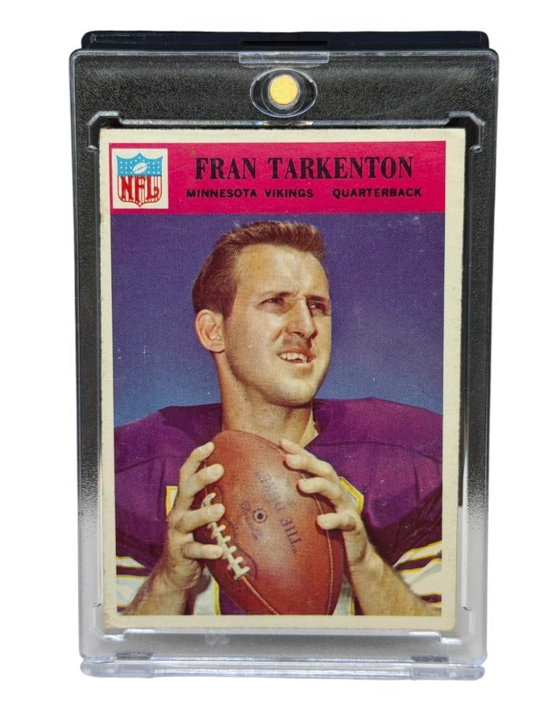 1966 PHILADELPHIA #114 FRAN TARKENTON FOOTBALL CARD: FRAN TARKENTON, MINNESOTA VIKINGS, HALL OF FAMER, RARE CARD, SEE PHOTOS FOR CONDITION
